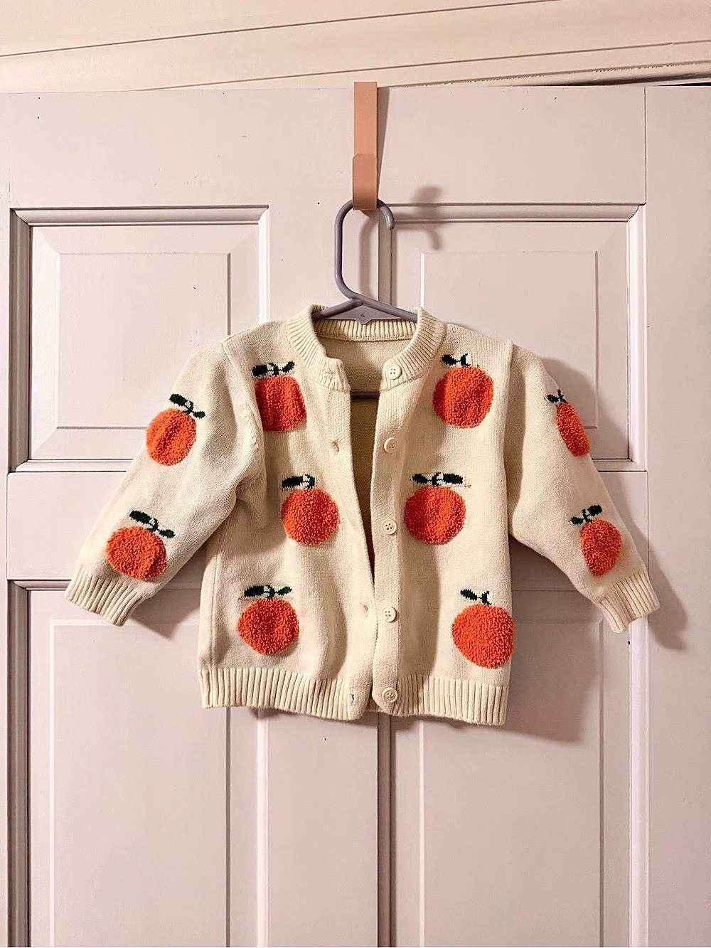 Peach Cardigan in Cream & Orange Like New